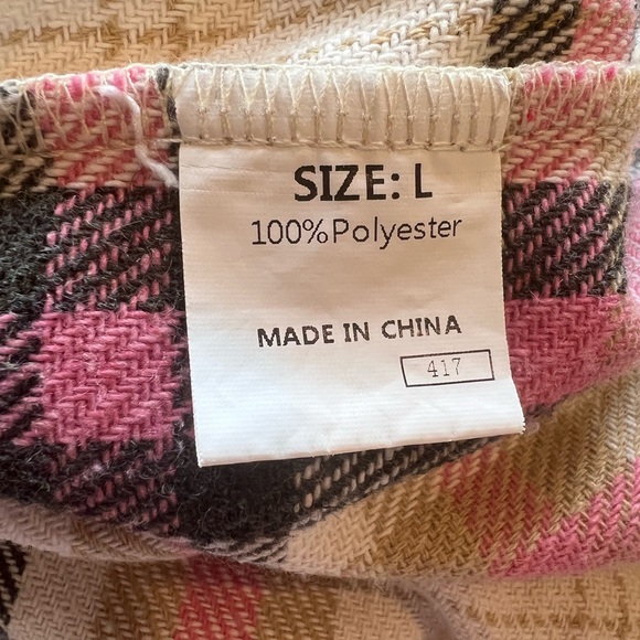 Pink Multicolor Plaid Flannel Button Up Top Size Large - Picture 4 of 4